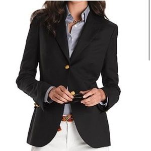 Brooks Brothers Women’s Wool Black Blazer Jacket Gold Novelty Front Buttons 16